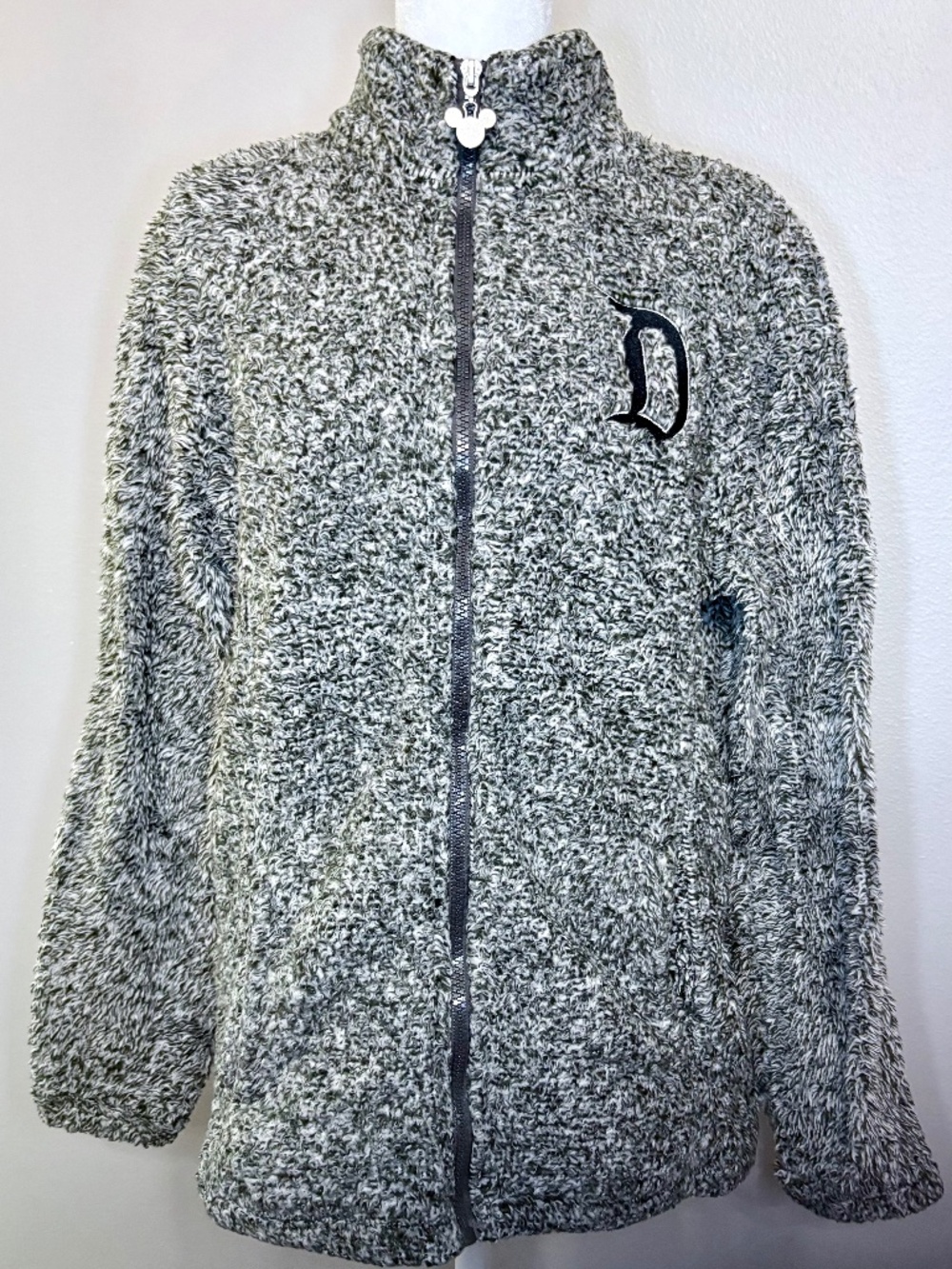 Disney Parks Disneyland Gray Sherpa Fleece Zip-Up Jacket Size M- EUC